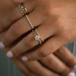 18K Solid Gold Diamond Distance Ring, Round Cut Lab-Grown Diamond Ring - Image 2