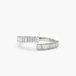 14K Solid Gold Baguette Diamond Bypass Ring - 图片 4