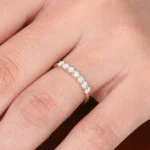 14K Solid Gold 7 Stone U-Shaped Diamond Wedding Band - 图片 7