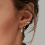 14K Solid Gold Baguette and Round Diamond Spike Studs - 图片 2