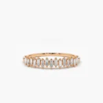 14K Solid Gold Stackable Vertical Baguette Diamond Ring - Image 7