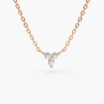 18k Gold Round Cut Natural Diamond Trio Necklace - 图片 4