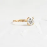 18K Solid Gold Round Cut Lab-Grown Diamond Engagement Ring - 图片 2