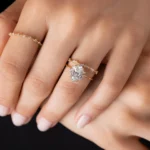 Threaded Ring with Halo, 2ct. Oval Cut Moissanite Diamond - Image 4