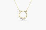 18k Gold Graduated Trio Bezel Diamond Circle Necklace