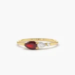 18K Solid Gold Pear Shape Natural Ruby with Pear Shape Diamond Ring