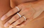 V Shape Wedding band studded with natural diamond in 18k gold - Image 3