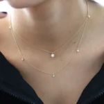 18k Solid Gold 5 Moissanite Diamond Dangle Necklace - 图片 2