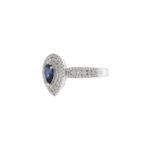 14K Solid Gold Pear Shaped Blue Sapphire and Diamond Ring - 图片 3