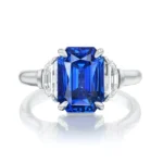 18K Solid Gold Natural Blue Sapphire Engagement Rings - 图片 2