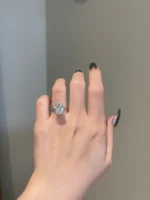 Pear Shaped Moissanite 3-Prong Hidden Halo Pave Bridge Solitaire Ring - 图片 4