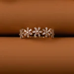 14K Solid Gold Baguette Diamond Multi Flower Design Ring - Image 7