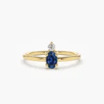 18K Solid Gold Oval Sapphire and Diamond Ring - 图片 3