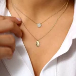 18k Gold Pave Diamond Disc Necklace - 图片 6