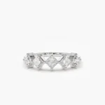 18K Solid Gold  Princess Cut 5 Stone Diamond Wedding Ring - 图片 3