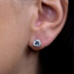 14K White Gold Moissanite Diamond 4-Prong  Stud Earrings - Image 3