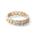 18k Gold Natural Diamond Braided Chain Link Ring