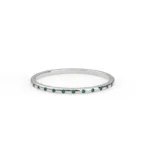 18K Solid Gold Natural Emerald Half Eternity Band - 图片 3
