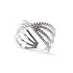 14K Gold Round Brilliant Natural Diamond Triple Criss Cross Band - 图片 2