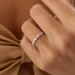 18K Solid Gold  Round Diamond Anniversary Ring - Image 4