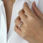 18K Solid Gold  Mixed Cut Diamond Anniversary Ring - Image 4