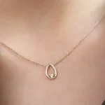 18k Gold Floating Teardrop Diamond Necklace - Image 4