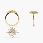 14K Solid Gold Ballerina Baguette Diamond Cluster Ring - 图片 3