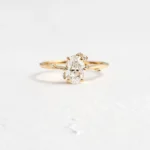 Flame Ring with Closed Setting Oval Cut Moissanite Diamond