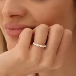 18K Solid Gold  Round Diamond Anniversary Ring - Image 2