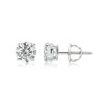 14K White Gold Moissanite Diamond 4-Prong  Stud Earrings - Image 2