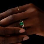 18K Solid Gold Solitaire Emerald Ring - 图片 2