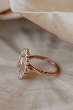 14k Solid Gold Halo Moissanite Diamond Ring - 图片 4
