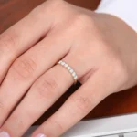 14K Solid Gold 7 Stone U-Shaped Diamond Wedding Band - 图片 2