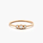 14K Three Stone Natural Diamond Ring - Image 4