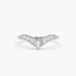 14K Solid Gold Baguette Diamond Curved Tiara Ring - Image 6