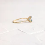 18K Solid Gold Distance Ring, 1.52ct. Greenish Blue Montana Sapphire Gold Ring - Image 3