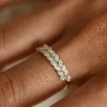 14k Half Eternity Two Rows Marquise Diamond Band - 图片 3