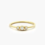 14K Three Stone Natural Diamond Ring