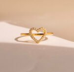 14K Solid Gold Heart Shape Diamond Ring