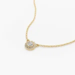 14K Gold Halo Natural Diamond Necklace - Image 8