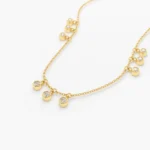 18k Gold 9 Natural Diamond Dangle Necklace - 图片 3