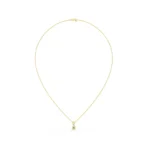 18k Solid Gold Emerald Necklace with Halo Diamonds - 图片 2