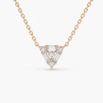18k Triangle Shaped Round and Baguette Natural Diamond Necklace - 图片 4