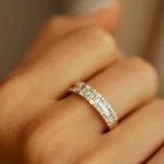 14K Solid Gold Baguette & Round Diamond Wedding Band - Image 2