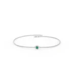 14K Solid Gold 2 MM Round Natural Emerald Bracelet
