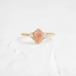 14K Solid Gold 1.25ct Pink Moissanite Diamond Ring