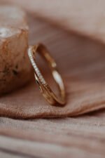 Solid Gold Criss Cross Ring, 14k Gold X Ring, Natural Diamond ring for women, Gift for her