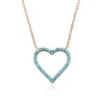 18k Solid Gold Turquoise Heart Necklace