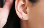 Halo Moissanite Diamond Studs in 14 Karat Gold - Image 2