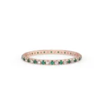18K Solid Gold Full Eternity Emerald & amp; Diamond Wedding Band - 图片 2